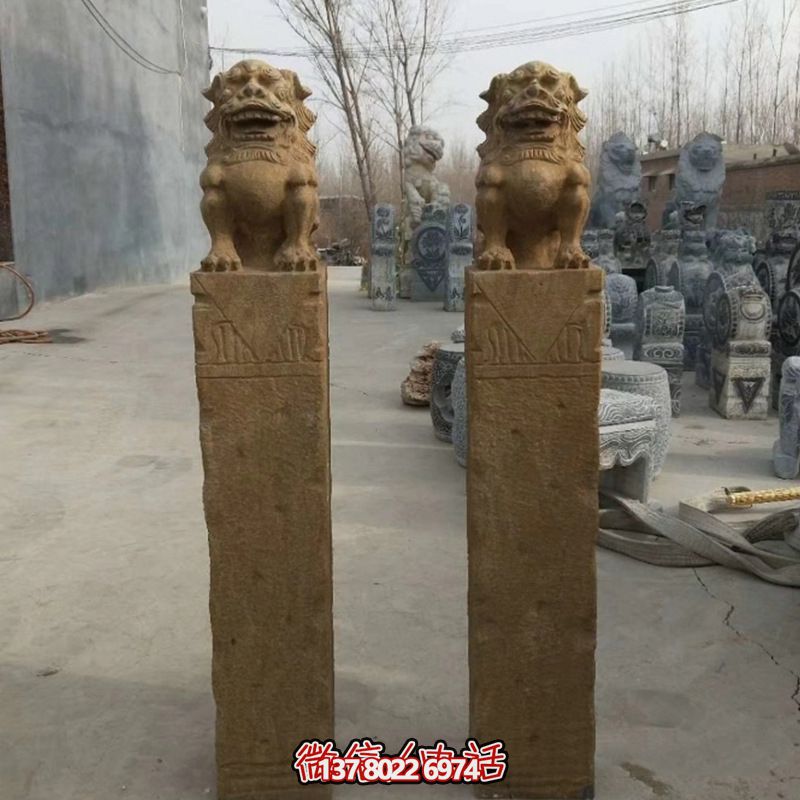 砂巖拴馬柱擺件，為你的寺廟門(mén)口增添優(yōu)雅氣息