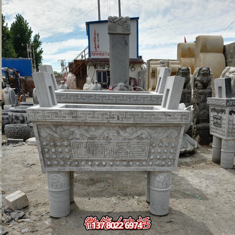 大型戶外石雕大理石香爐擺件，為園林景觀增添靈動之美