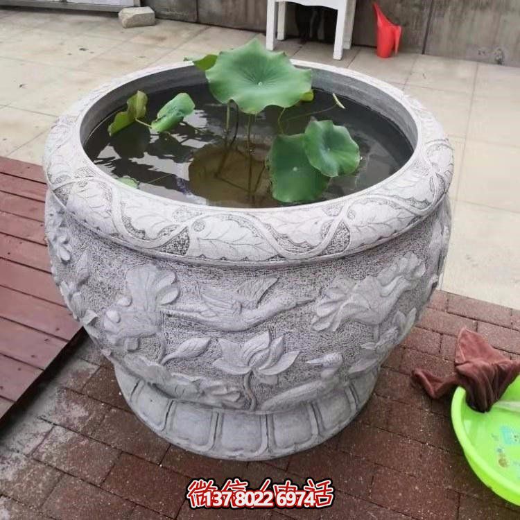 精美絕倫，濃濃古典風(fēng)情歐式別墅大理石浮雕魚缸擺件