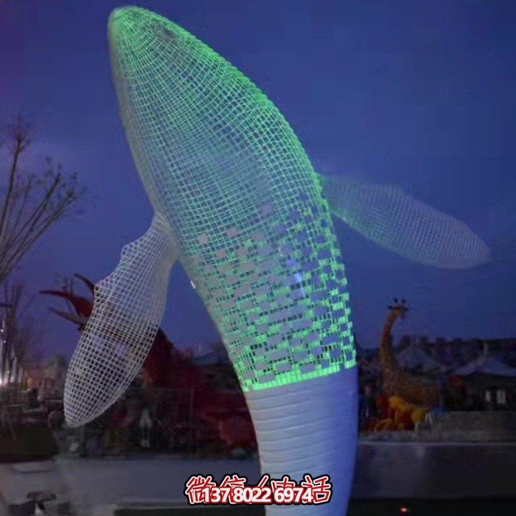 不銹鋼鯨魚雕塑景觀，營造完美空間氛圍