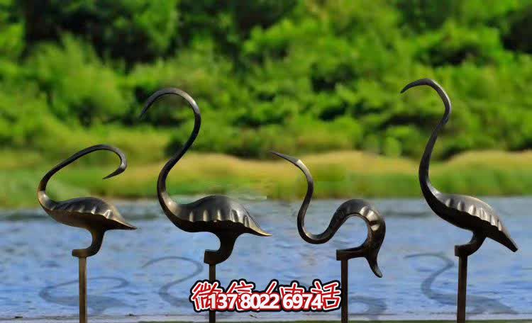 不銹鋼仿銅公園池塘雕塑仙鶴 不銹鋼仿銅公園池塘雕塑仙鶴