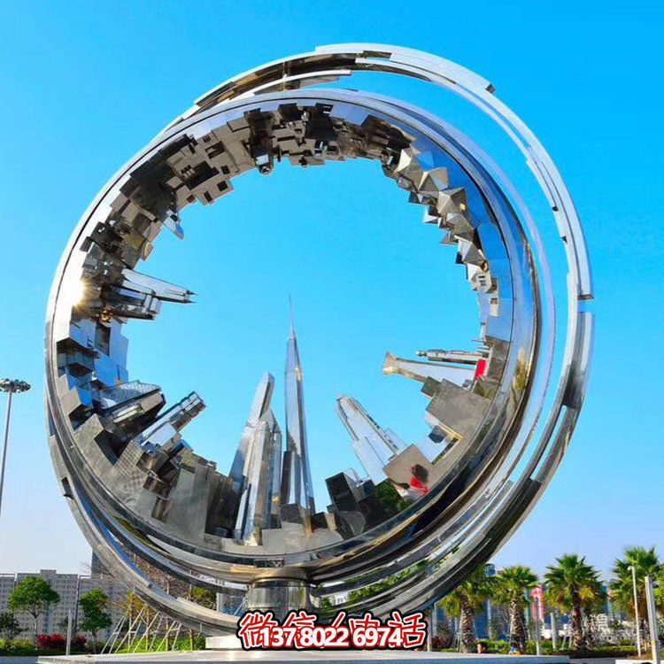 不銹鋼抽象齒輪雕塑，點綴園林景觀