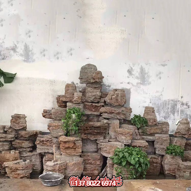 室內景觀設計，精美石雕塑擺放奇石假山