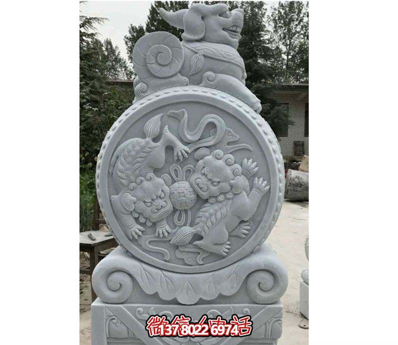 精美大理石抱鼓石雕塑，點綴園林景觀