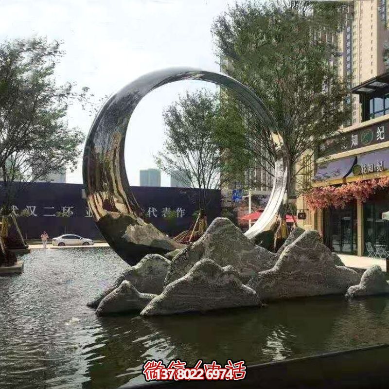 專業定制不銹鋼環水景假山景觀雕塑 專業定制不銹鋼環水景假山景觀雕塑