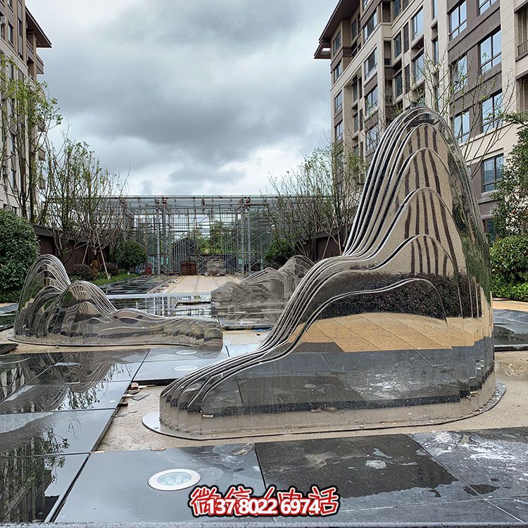 假山雕塑+不銹鋼噴泉,完美結合抽象鏡面美學 假山雕塑+不銹鋼噴泉,完美結合抽象鏡面美學