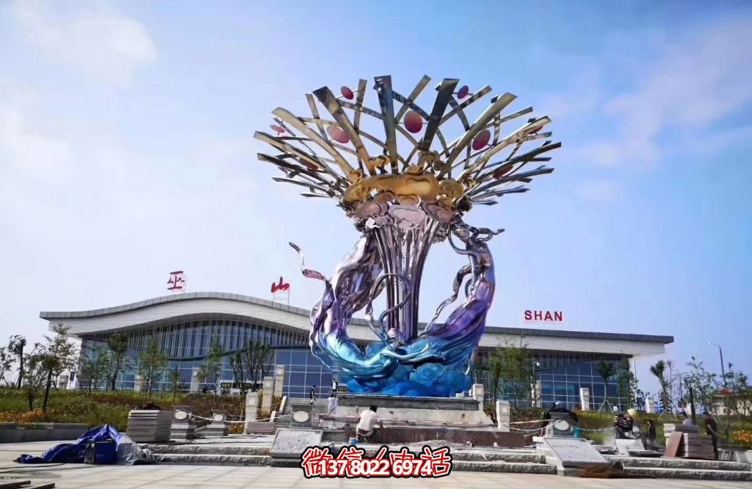 玻璃鋼美人魚雕塑，給廣場帶來彩繪跳舞美景