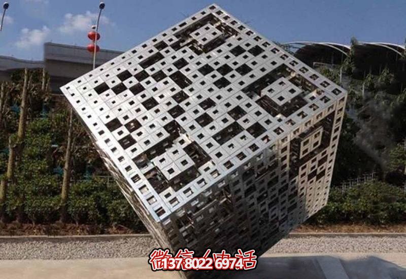 不銹鋼網格魔方雕塑 不銹鋼網格魔方雕塑