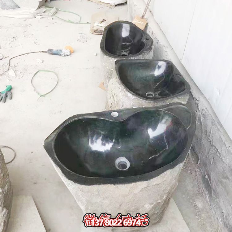 手工定制青石仿古魚(yú)缸花盆景觀石雕花雕刻盆擺件花缽雕塑