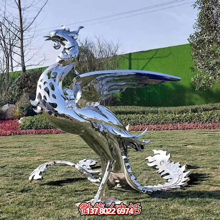 精美不銹鋼鳳凰雕塑，裝飾您的室外景觀