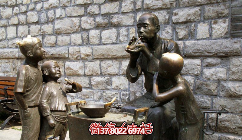 城市園林街頭擺放吹糖人景觀銅雕 城市園林街頭擺放吹糖人景觀銅雕