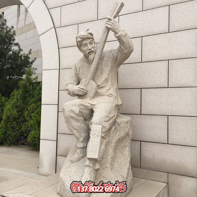 戶(hù)外園林大理石石雕彈奏樂(lè)器的人物景觀
