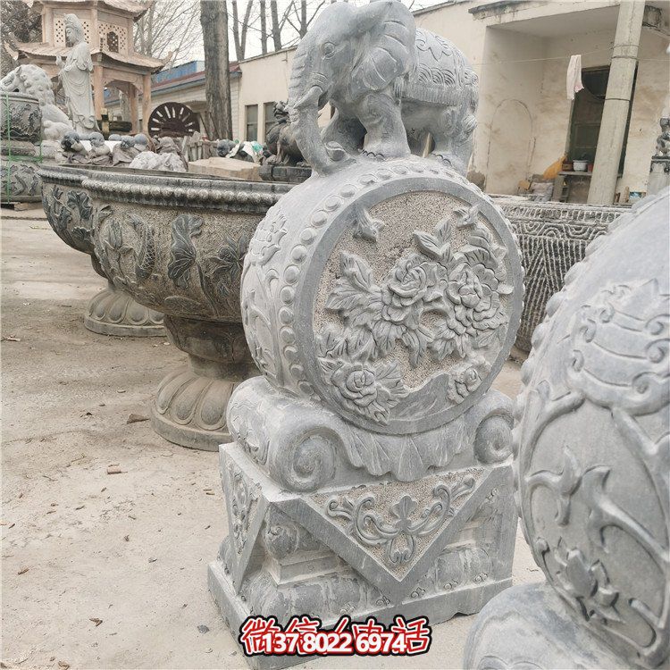 抱鼓石雕塑庭院別墅小區(qū)門(mén)口擺件