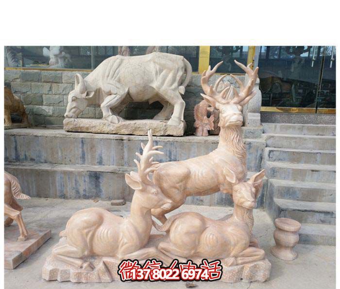 戶外園林大理石石雕梅花鹿雕塑 戶外園林大理石石雕梅花鹿雕塑