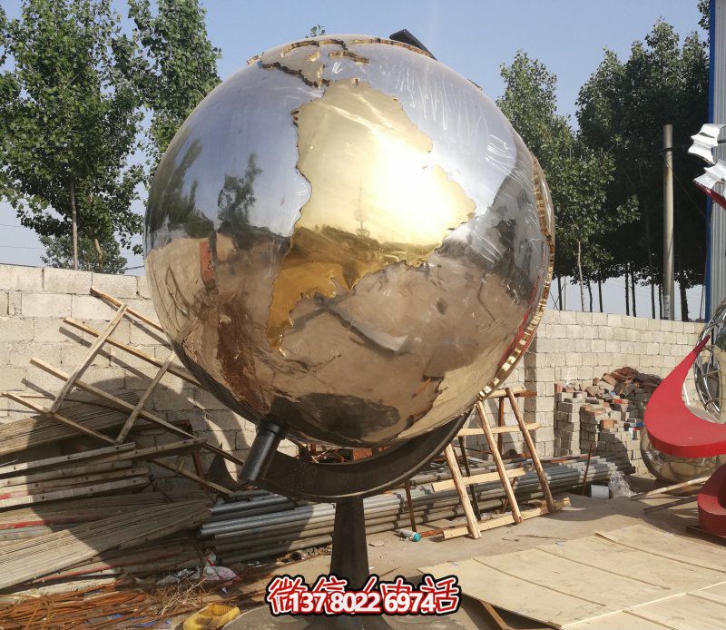 公園廣場鏡面不銹鋼創意鐵球地球儀雕塑 公園廣場鏡面不銹鋼創意鐵球地球儀雕塑