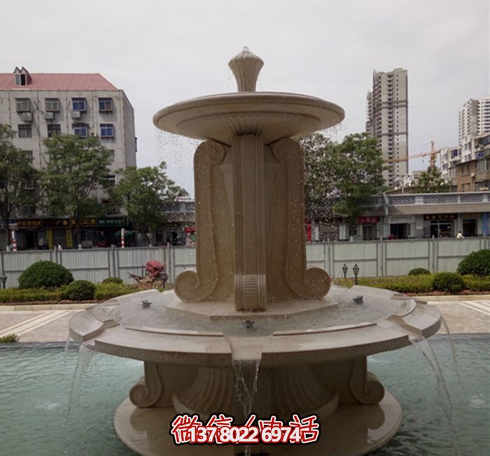 歐式小區雙層噴泉石雕 歐式小區雙層噴泉石雕