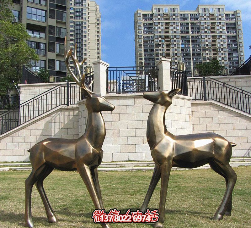 公園不銹鋼仿銅梅花鹿雕塑 公園不銹鋼仿銅梅花鹿雕塑
