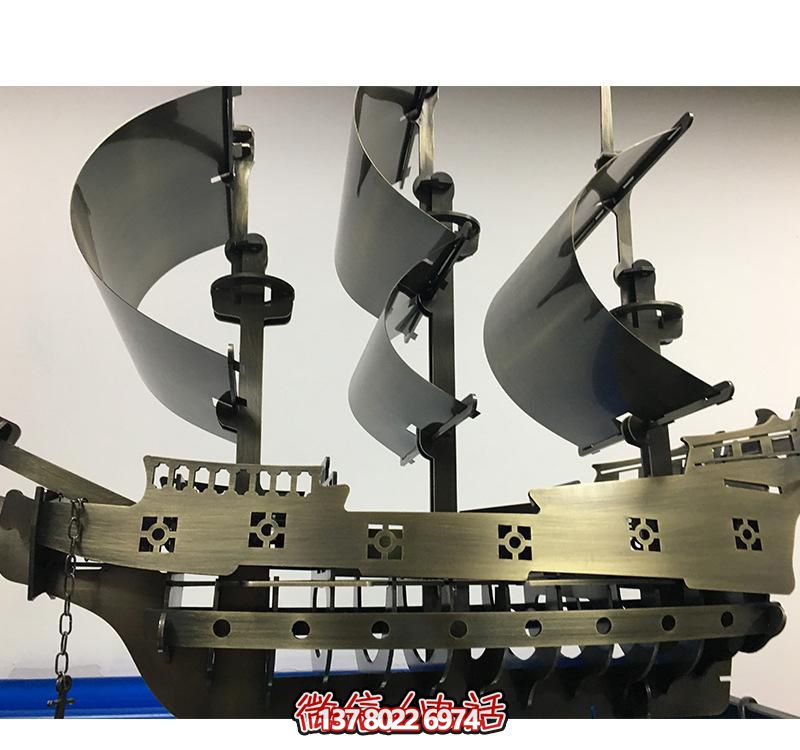 室內(nèi)裝飾擺放鍛造切面不銹鋼船雕塑