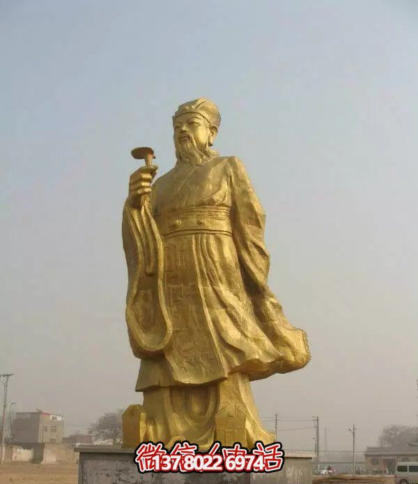 醫(yī)學(xué)院廣場站姿拿藥名醫(yī)李時(shí)珍鍍金玻璃鋼雕塑 醫(yī)學(xué)院廣場站姿拿藥名醫(yī)李時(shí)珍鍍金玻璃鋼雕塑