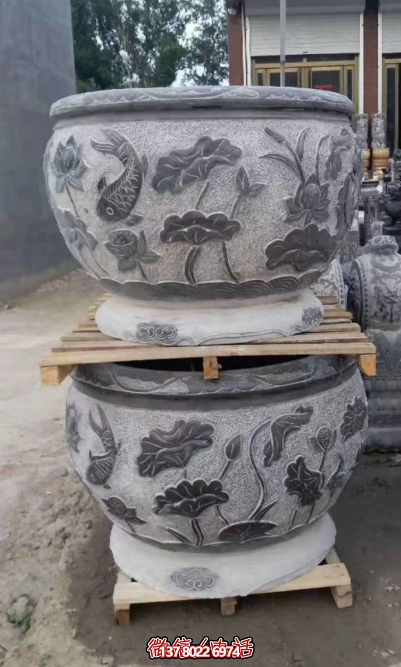 公園小區大理石石雕蓮花缸雕塑 公園小區大理石石雕蓮花缸雕塑